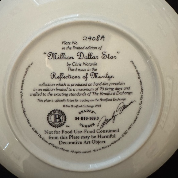 Vintage Collector's Marilyn Monroe Decorative Plate - Picture 2 of 3